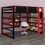 Lit mezzanine avec bureau, support de rangement latéral, tablettes multiples-929341874