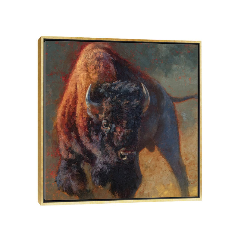 "Full of snort" par Julie T. Chapman, reproduction d’art, Toile encadrée d'or, Pas de tapis, H 37 po x l 37 po x P 1,5 po