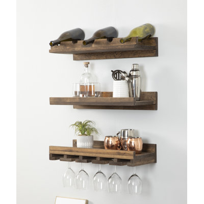 Candelario Solid Wood Wall Mounted Wine Bottle Rack