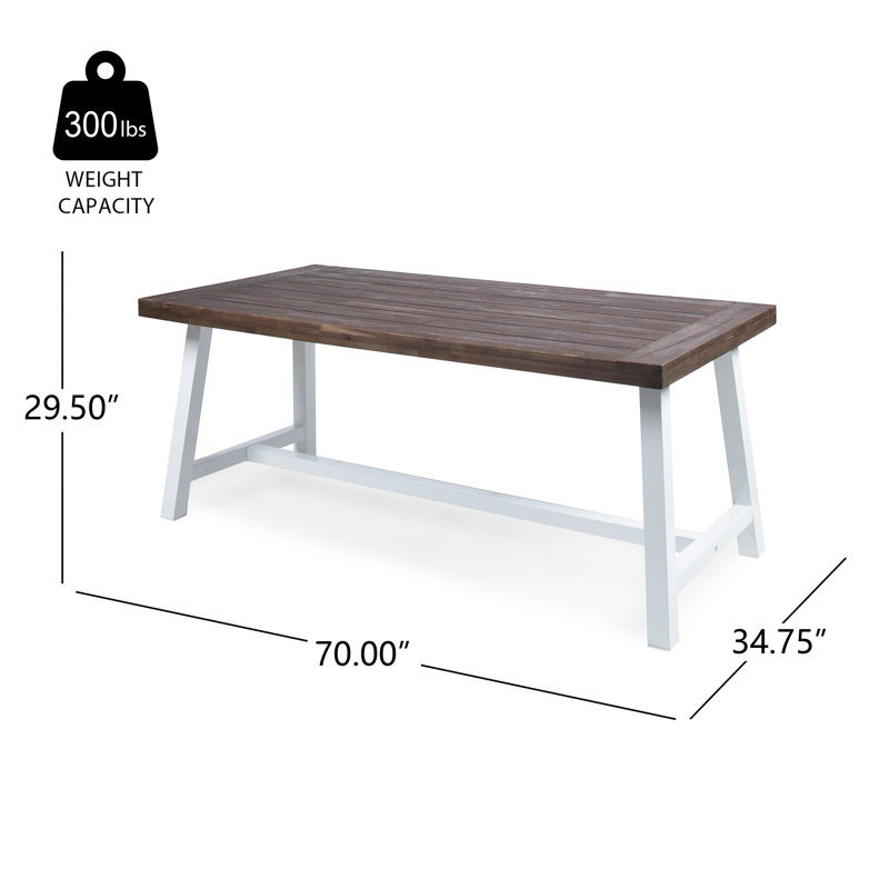 Ensemble de salle à manger Farmhouse, Blanc, Brun, 7 pièces: table et 6 chaises