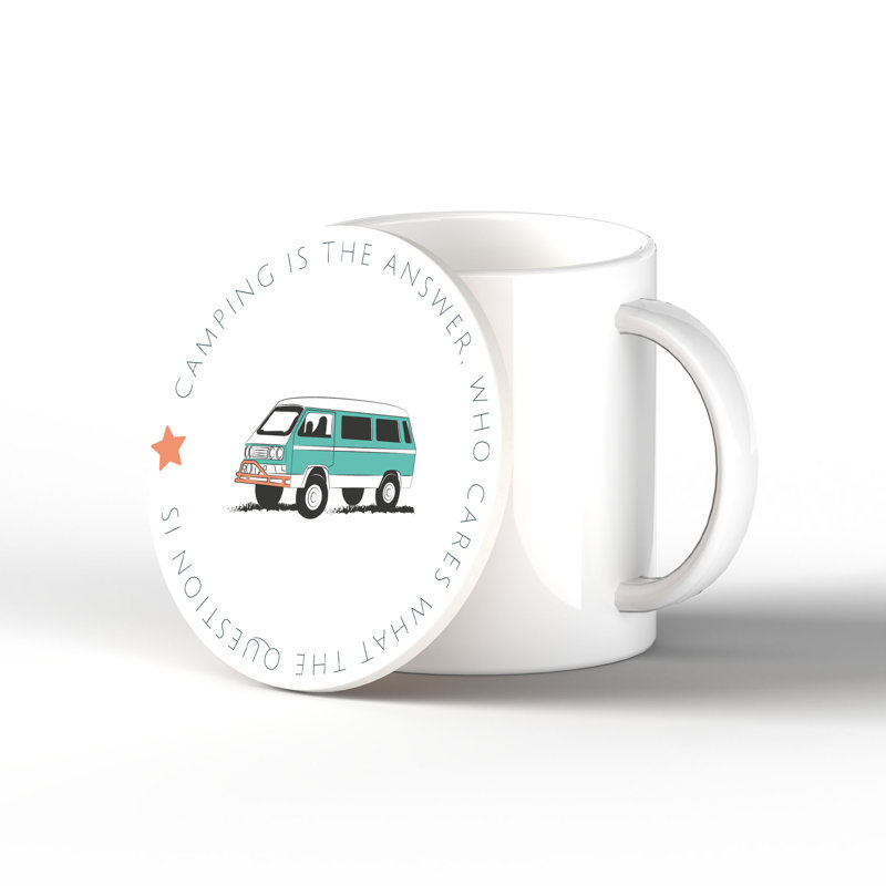 CAMPER CAMPING IS THE ANSWER 1 COASTER 100X100