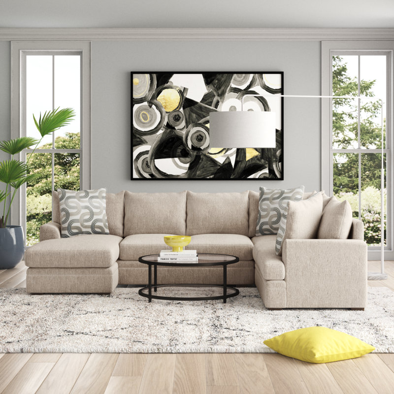 Azjah 123" Wide Right Hand Facing Sectional with Chaise, Cream