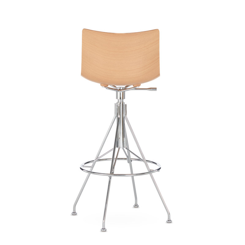 Tabouret C.Koya, Bois clair, Chrome chrome