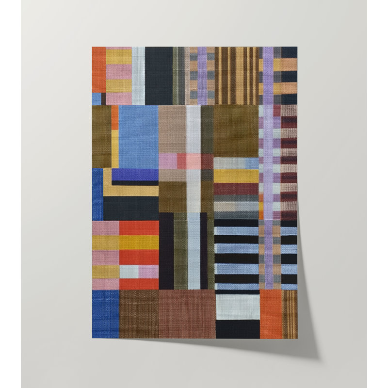 Woven Perspectives No. 02: Art abstrait géométrique, 12x16 in, White