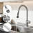 Pull-down Kitchen Faucet With Side Sprayer & Built-in Cleaning Brush, 3 Spray Modes High-arc Sink Faucet-122794887