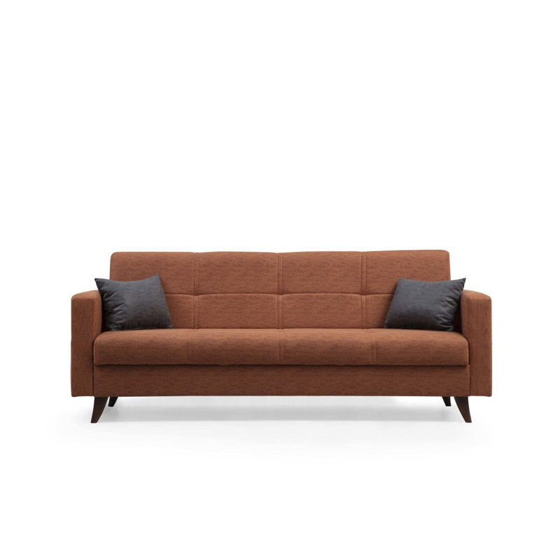 Stylish 3-Seat Sofa Bed, Tile Red, 80.7 x 33.9 x 29.5 inches | Durable Metal/Wood Frame, Comfortable 26 DNS Sponge Seating | Perfect for Living Room or Guest Room, Space-Saving Design with Plastic Legs