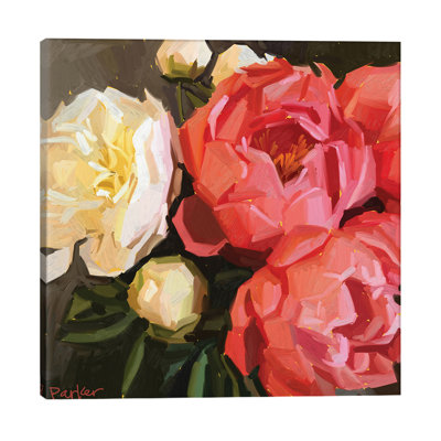 Coral Peonies - Wrapped Canvas Painting