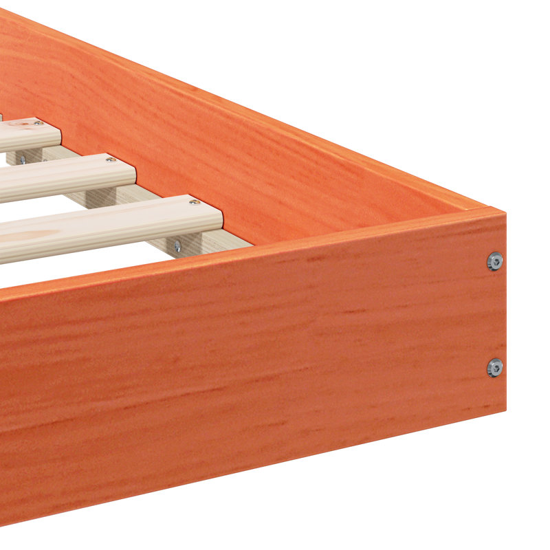 Bed Frame Solid Pine Wood, 160cm x 210cm, Wax Brown