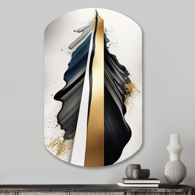 «Black and Gold Cubic Expression VII - Cubism», reproduction d'art asymétrique sur métal, cylindre moderne, art mural en métal