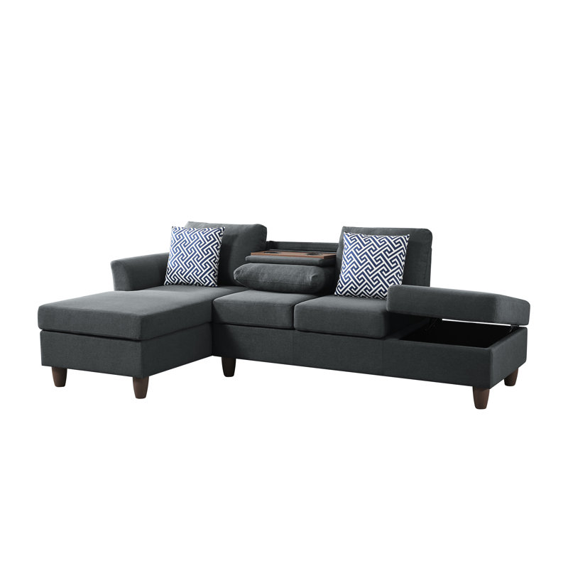 Dark Grey, 4 - Seat , Linen Upholstery, Hidden Storage Drawers, Coordinated Pillows, Modular Design, Flexible Home Decor Modern Grey With Material And Pillows For Extra Comfort, Reconfigurable Room