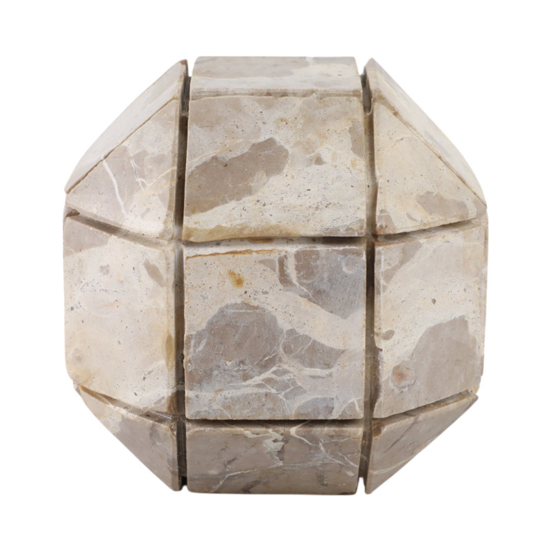 Grande sphère en marbre beige Hershman Pompano, H 6 po x l 6 po x P 6 po