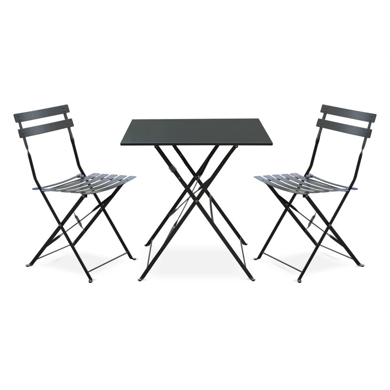Westcliff Folding Thermo- Lacquered Steel Bistro Table, Black