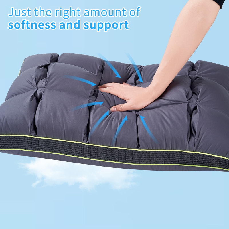 Luxury Comfy Fluffy Bed Pillows(Set of 2) - Standard Size, Gray