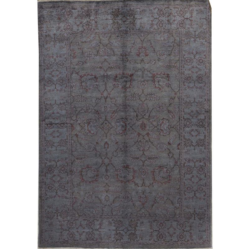 Wool Oriental Area Rug in Dark Green