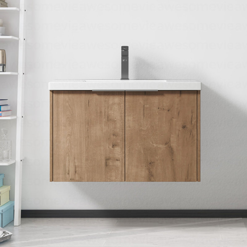 Meuble-lavabo à fermeture en douceur avec lavabo, 30 pouces pour petite salle de bain, 30X18-00630 IMO (KD-Packing), 30"