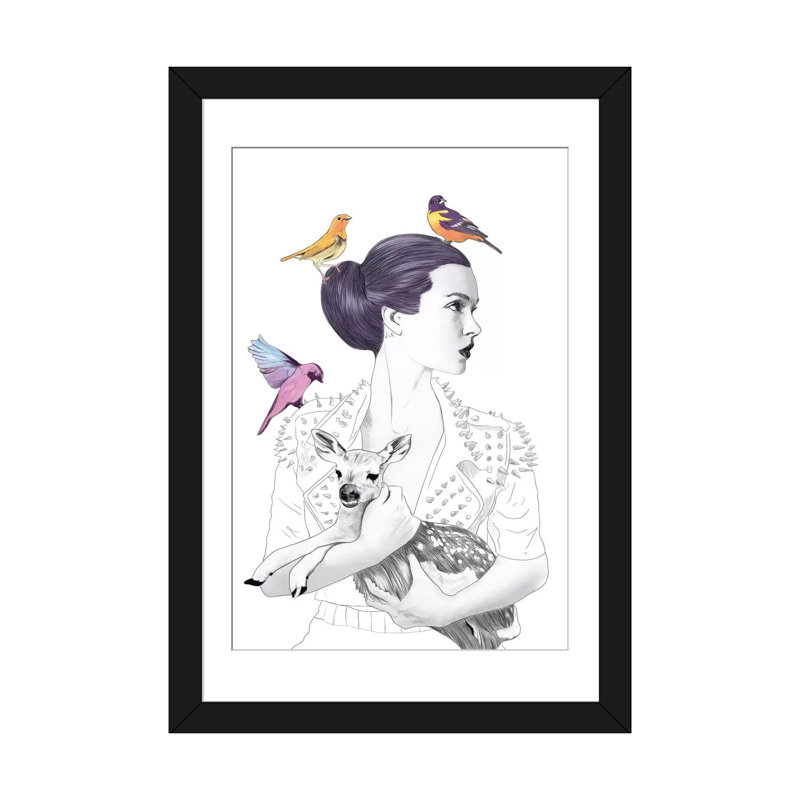 « princess pike », impression sur toile tendue, H 24 po x l 16 po x P 1 po, Papier avec cadre noir, Blanc