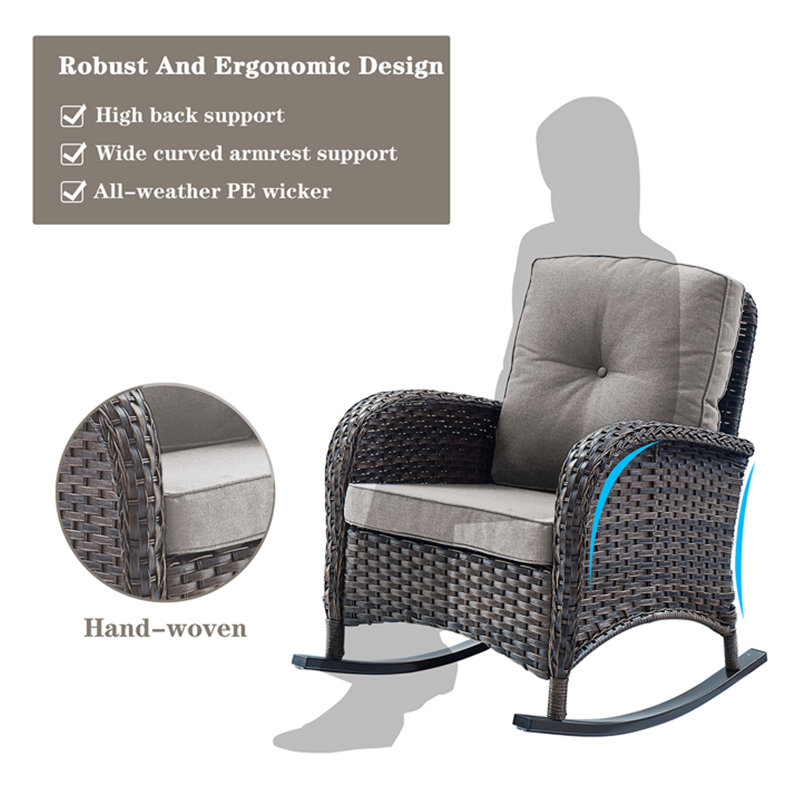 Artiana Wicker 2 - Person Patio Conversation Sets with Cushions, Gray, Brown