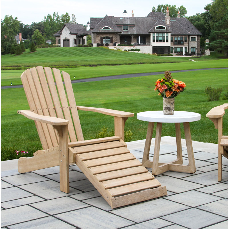 Chaise Adirondack en bois massif avec repose-pieds Aredale, Blé