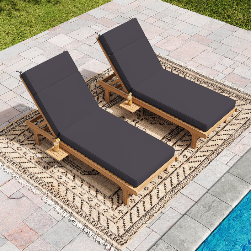 Coussins de chaise longue d'extérieur 4 po l 26 po x L 80 po, 2, L 26 po x P 80 po, Gris foncé