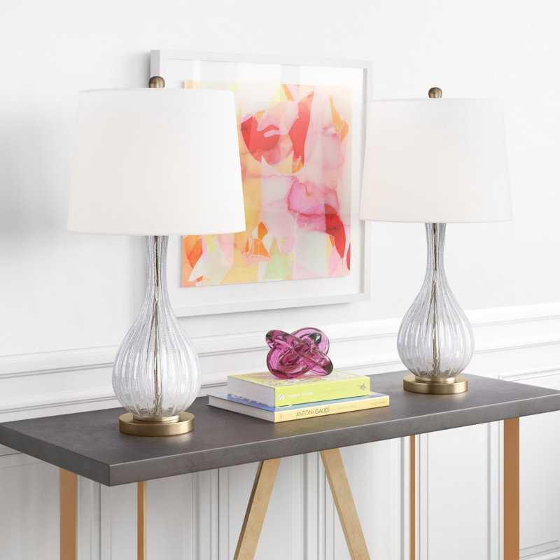 Ensemble de lampe de table Rami, H 27,25 po x l 14 po x P 14 po, Doré, Blanc cassé / blanc