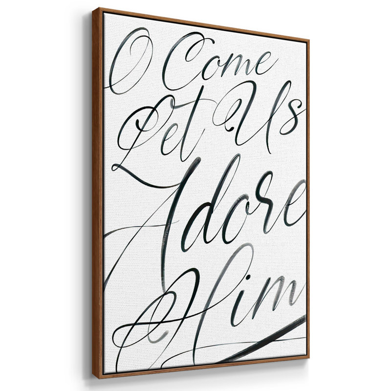 O'Come - Floater Frame Print on Canvas, Black, Walnut Floater Framed, 41" H x 27" W x 1.5" D