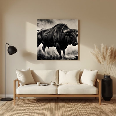 Wildlife Gaur Gray Metal Wall Art