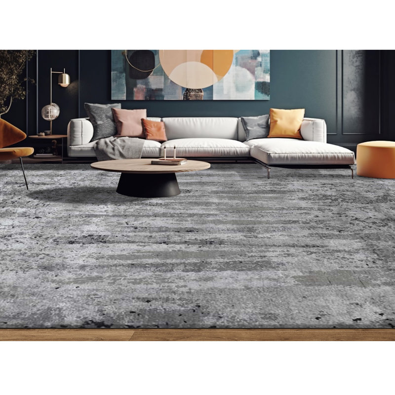 Hand-Knotted High-Quality Silver and Gray Area Rug, Rectangle 8' x 10'