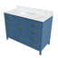 Meuble-lavabo moderne en bois massif de 48 po avec lavabo, comptoir en quartz blanc de Carrare de 49 po avec 3 trous prépercés pour robinetterie, 2 portes doubles à fermeture douce et 9 tiroirs spacieux avec glissières (bleu)-674963165