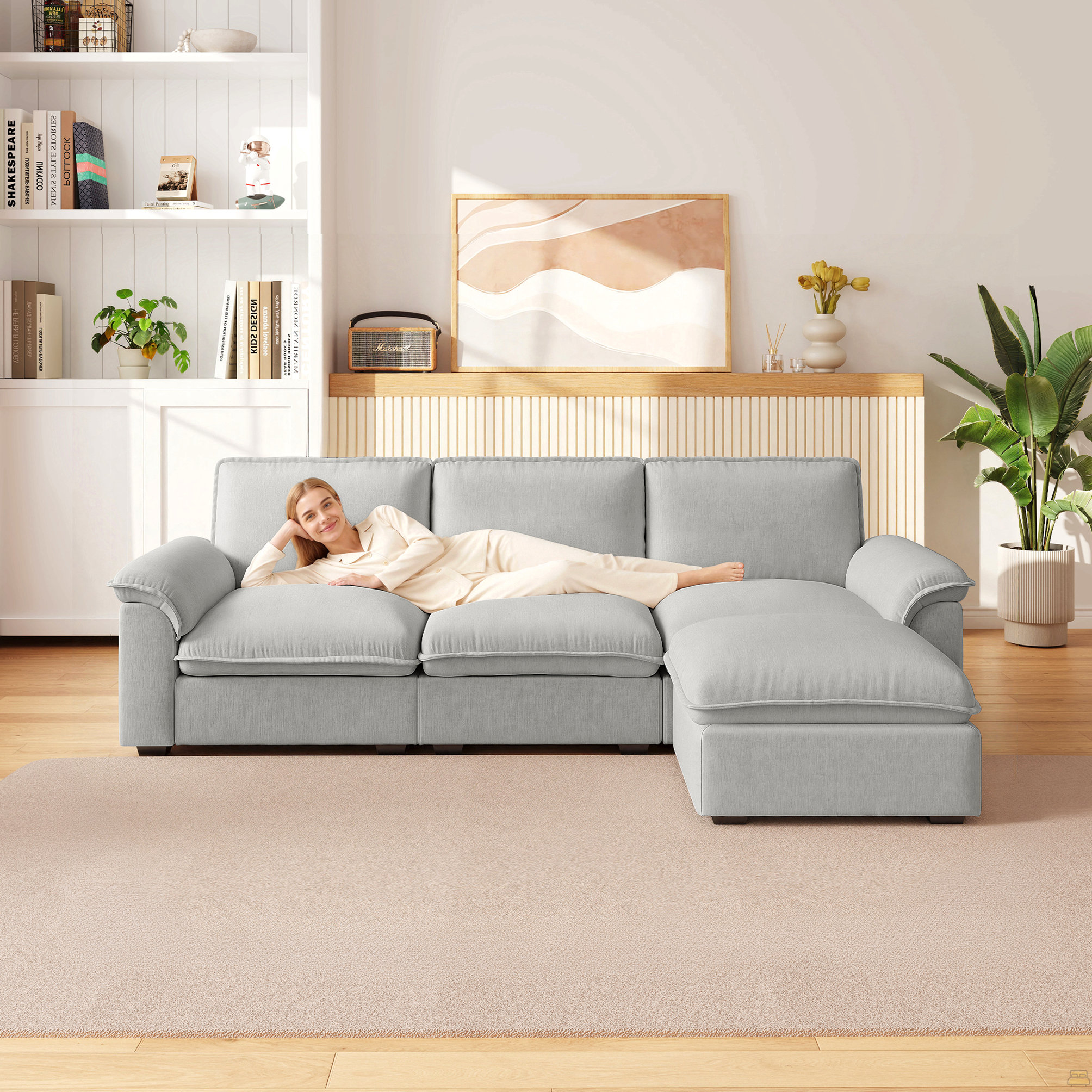 Latitude Run® Cloud Couch Sectional L Shaped Couch Modular Sectional ...