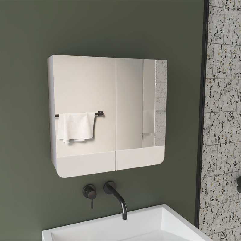 Armoire à pharmacie à miroir avec tablettes intérieures, solution de rangement et organisateur de salle de bain moderne, blanc