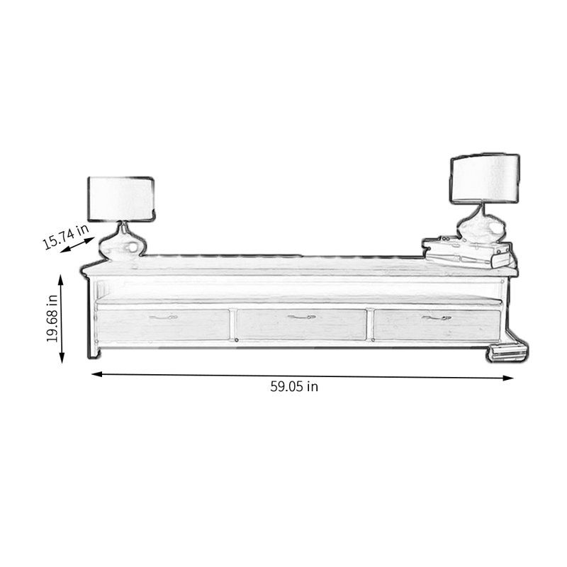 Crédence de rangement L 59,05 po Lakyria, 19.68"H x 59.05"W x 15.74"D