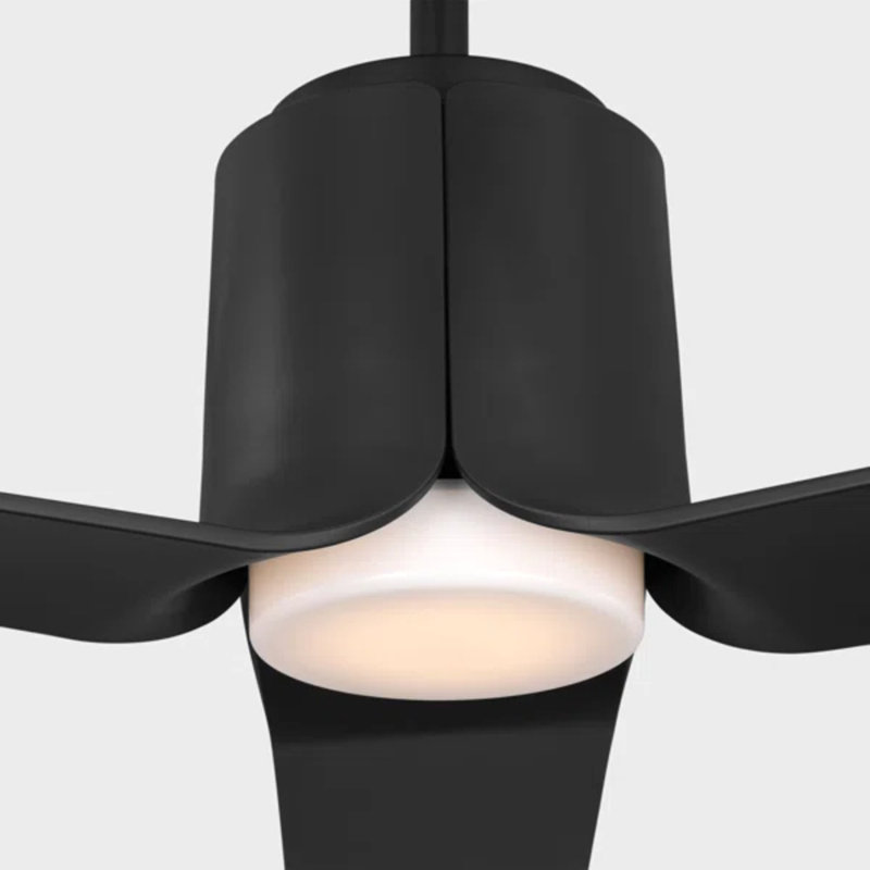 Visual Comfort Fan Peel Smart 52 LED Indoor Ceiling Fan with Threaded Downrod, Midnight Black ABS blades and Handheld Remote