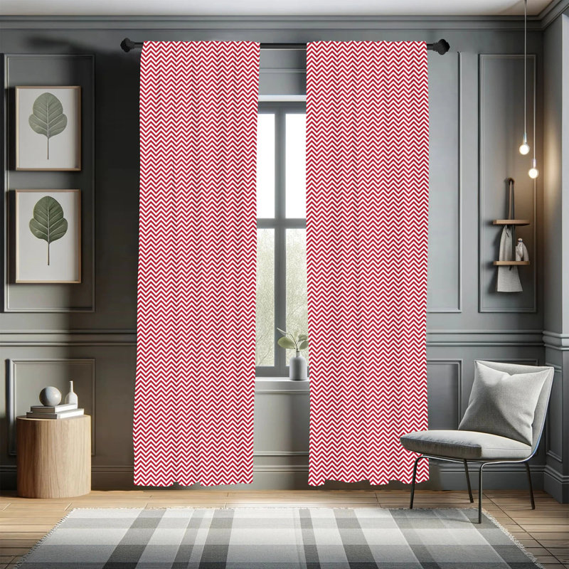 Chevron Semi-Sheer Rod Pocket Curtain Panels, 28" x 95"