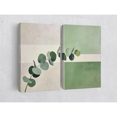 Reproduction d'art botanique eucalyptus, sauge vert minimaliste, impression sur toile 2 pièces inspirée de la nature, reproduction de peinture de ferme moderne