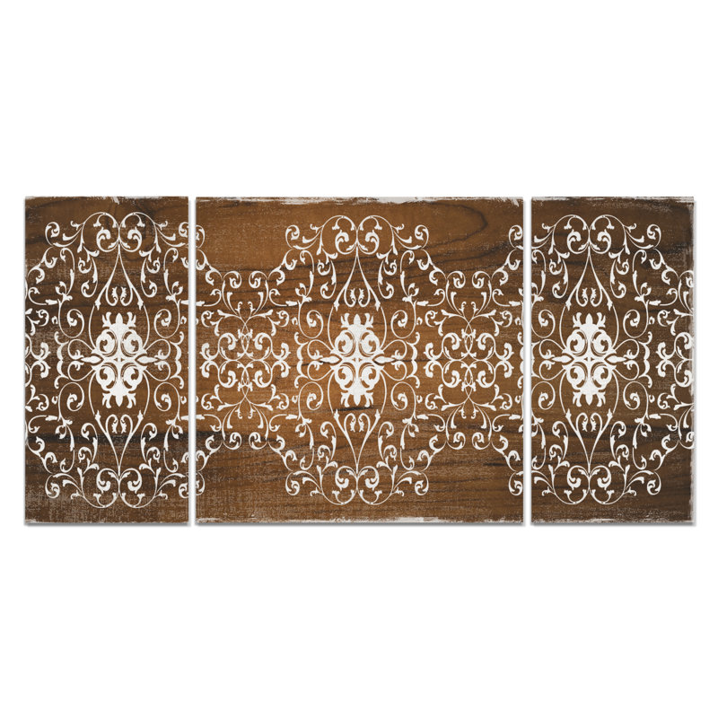Large Boho Brown and White Canvas Art Panel
