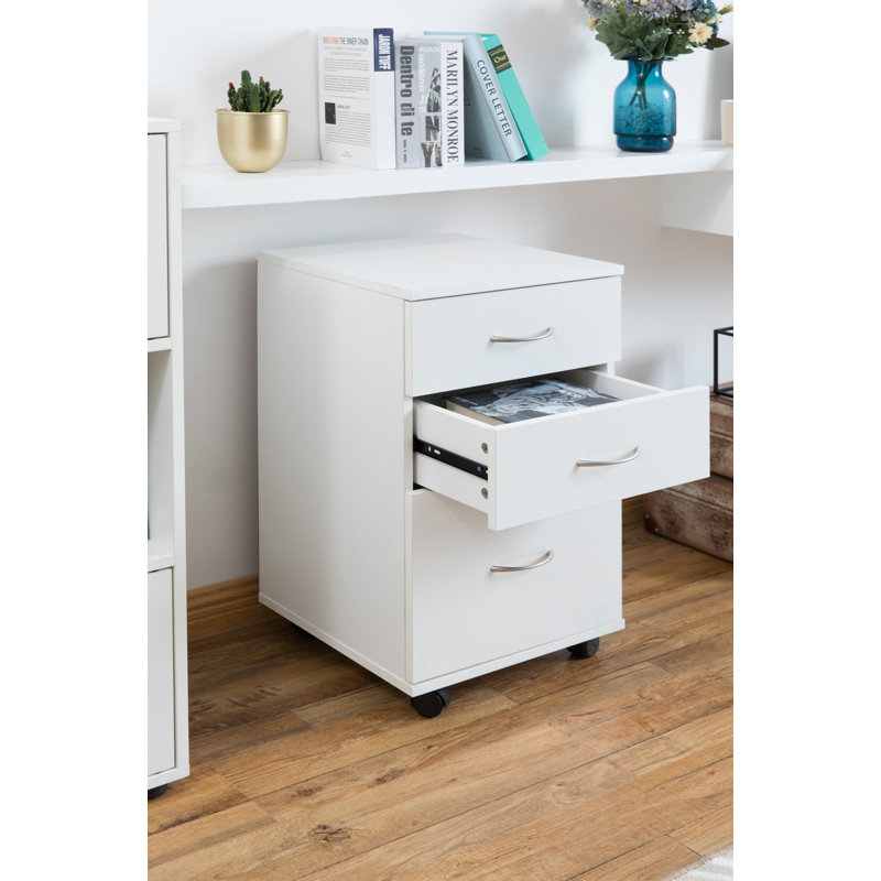 Lokman 15'' Wide 3 -Drawer Mobile File Cabinet, White