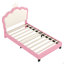 Lit simple tapissier princesse avec tête de lit couronne, lit plateforme simple-1273718483