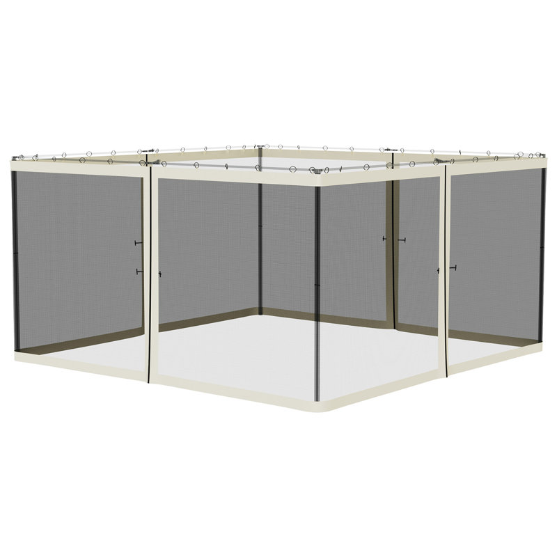 Filet de remplacement en treillis de 13 pi x 13 pi pour abris de jardin et tentes à auvent avec fermetures à glissière (paroi latérale seulement), crème