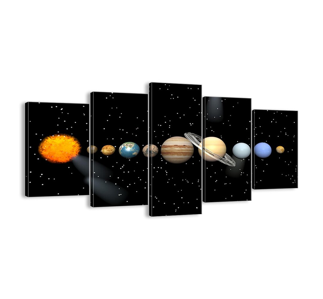 And the Planets Go Crazy, Go Crazy - 5 Piece Graphic Art Print Set on Canvas