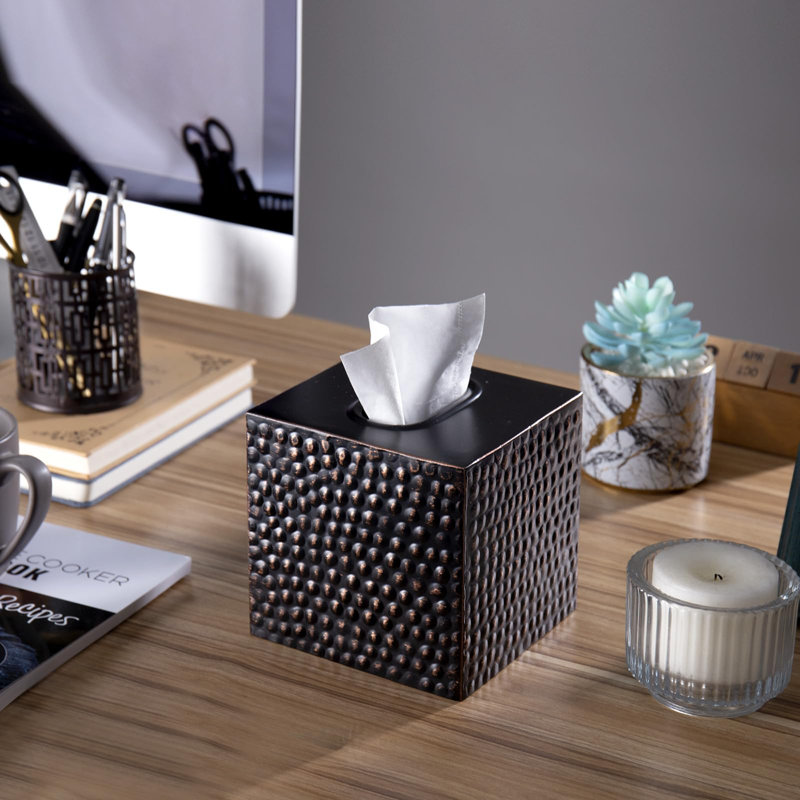 Couvre-boîte à mouchoirs carré - noir