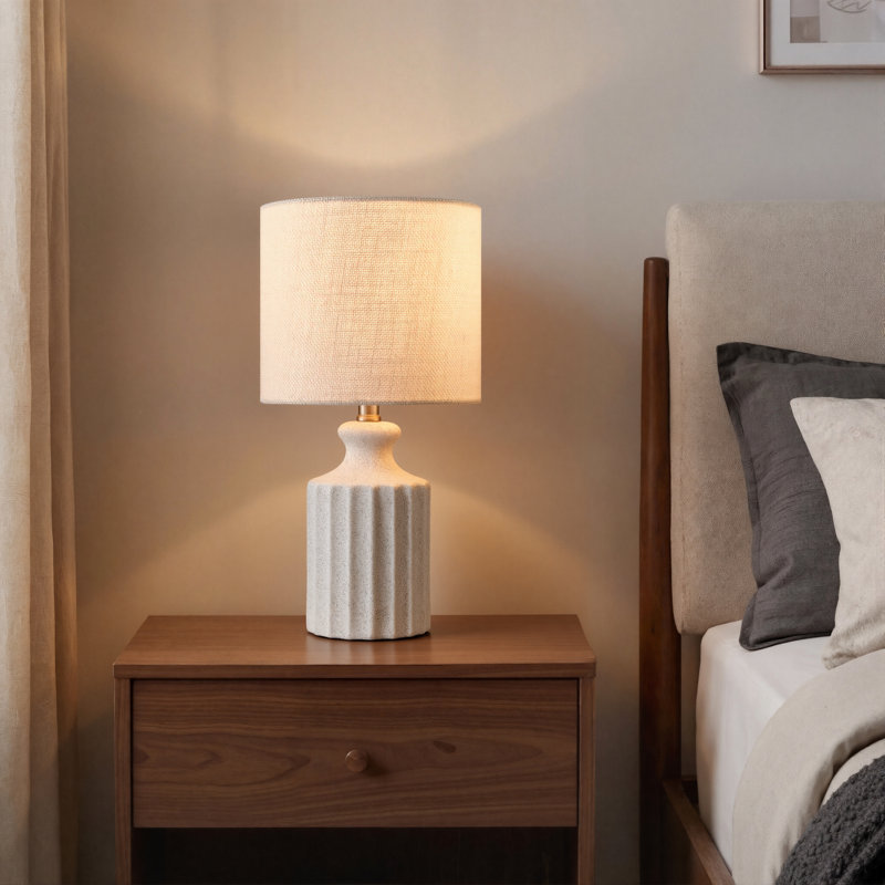 17.5" Ceramic Table Lamp, Sanded White