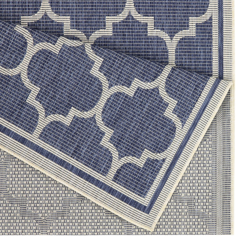7 pi 10 po Tapis X 3 - thème de treillis bleu soleil, intérieur et extérieur, teinture, polypropylène, style familial, intérieur / extérieur,