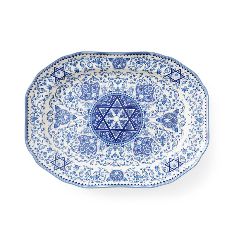 Spode Judaica Oval Platter - Blue/White