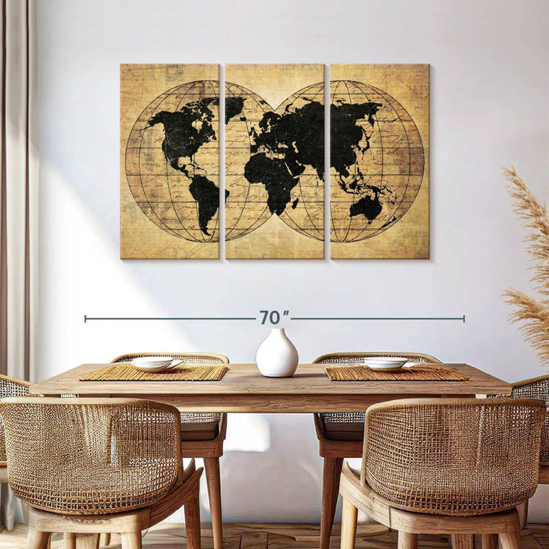 Carte du monde Aliaz Old Globe, H 36 po x l 57 po
