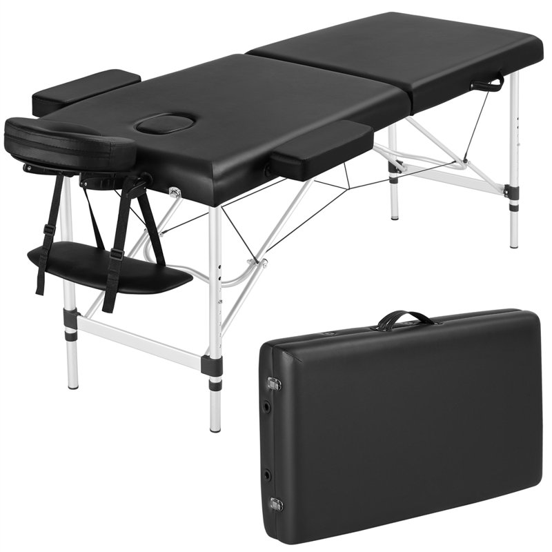 Portable Adjustable Aluminum Massage Bed Spa Table, Black