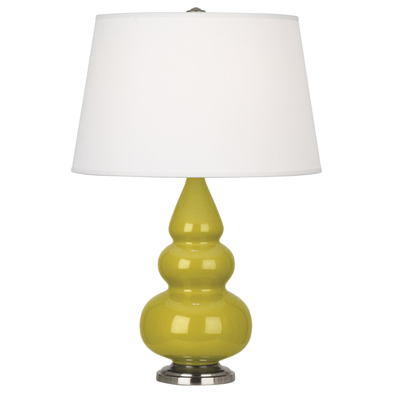 Small Triple Gourd Ceramic Table Lamp, Citron/Antique Silver, Antique Silver