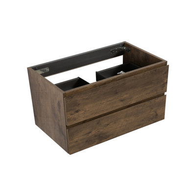 Walnut Wall Mount Cabinet Without Basin 36W - 105, Two Drawers, Silent , Abundant Storage Indication, Modern 105 Basin, Walnut, Pre-Assembled, Closing, Ample Force