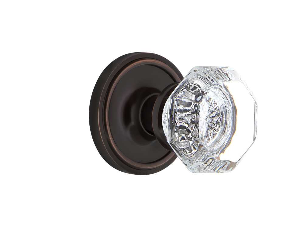 Clear Crystal Waldorf Interior Mortise Door Knob with Classic Rosette Nostalgic Warehouse 