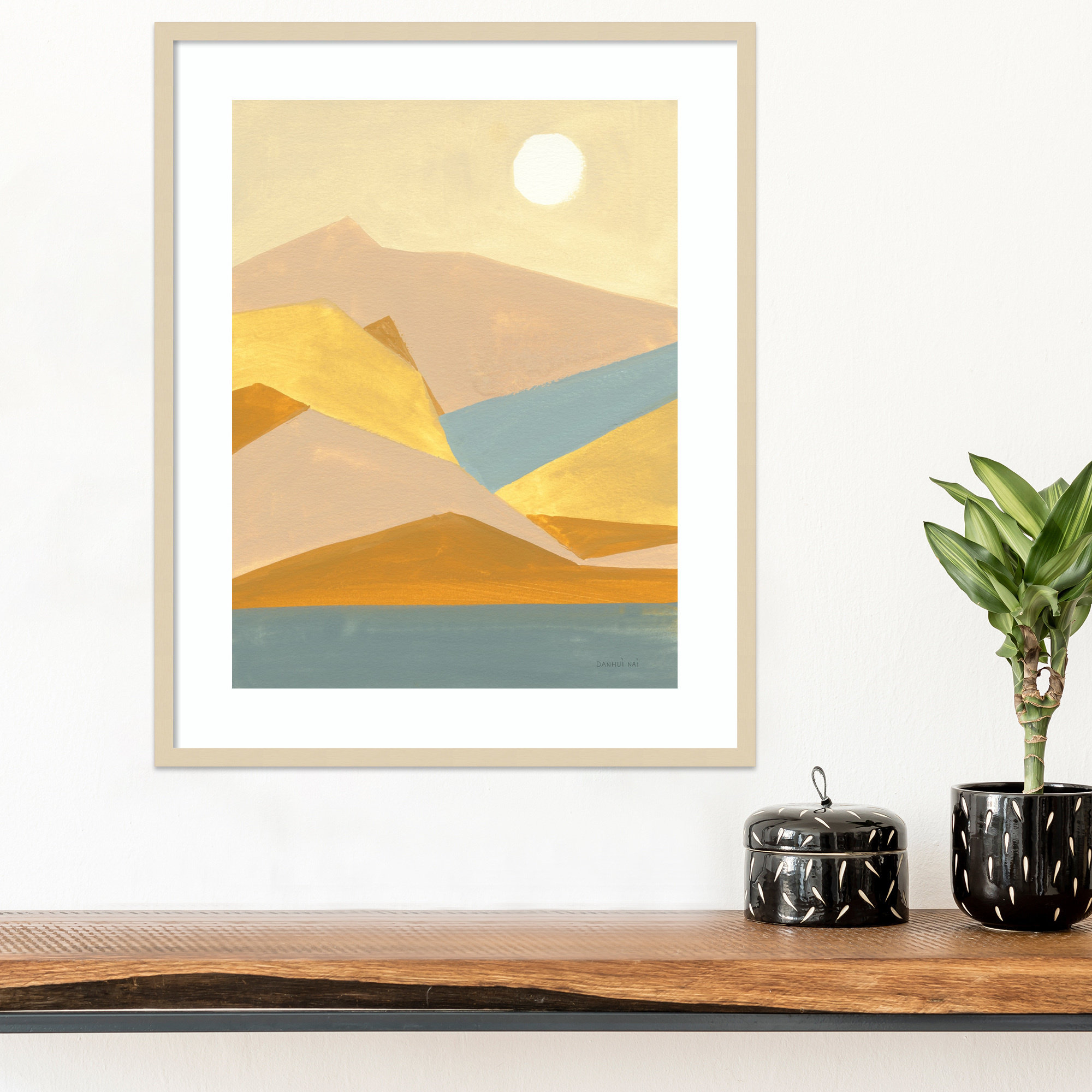Retro Abstract I Southwest Mountains by Danhui Nai, Brown Framed Paper, 26.38" H x 21.38" W x 0.88" D