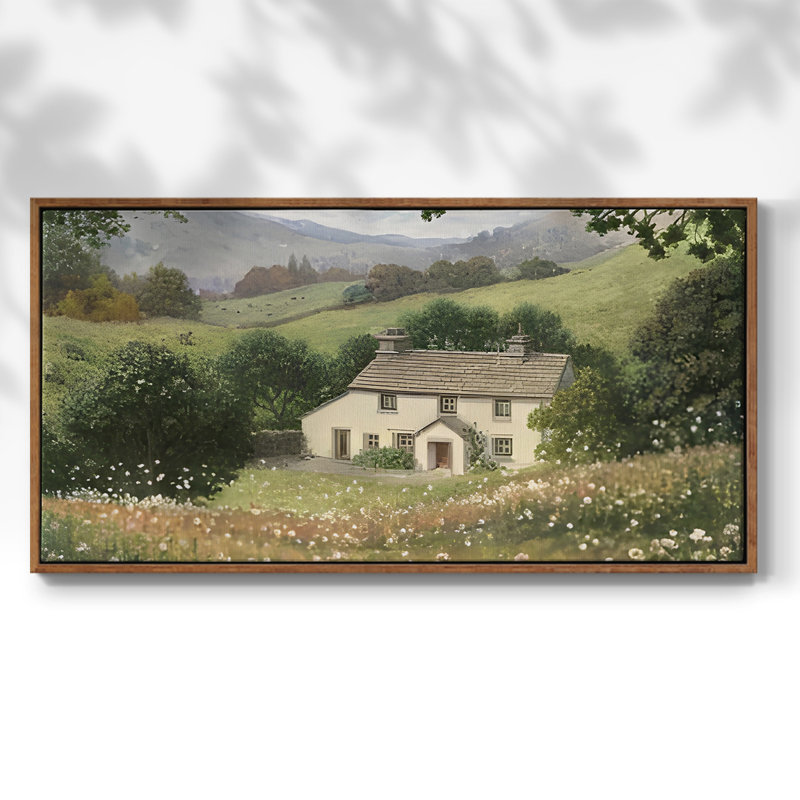 «Landscape Series» -CCCCLIXIX- Toile tendue avec châssis tendue, prête à être accrochée, H 25 po x l 49 po, Noyer